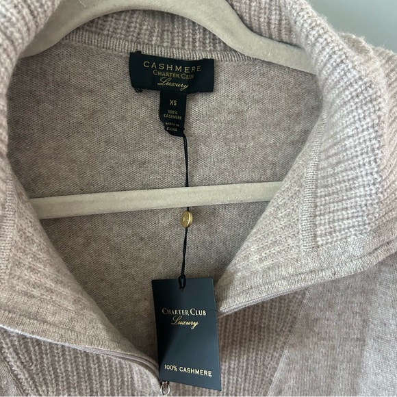 NWT Charter Club Cashmere Pullover Quarter Zip Sweater - Picture 3 of 4